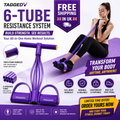 6-Tube Resistance Band Sit-Up Pedal Trainer – Full Body Home Workout Fitness Equipment