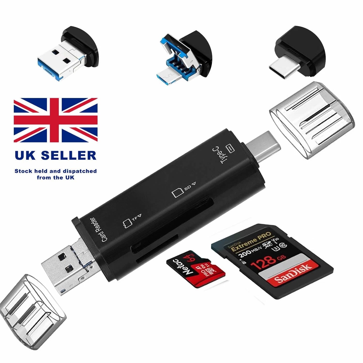 USB-C 3.0 SD & Micro SD Card Reader – High-Speed Type-C OTG Memory Card Adapter for Mobile & Laptop