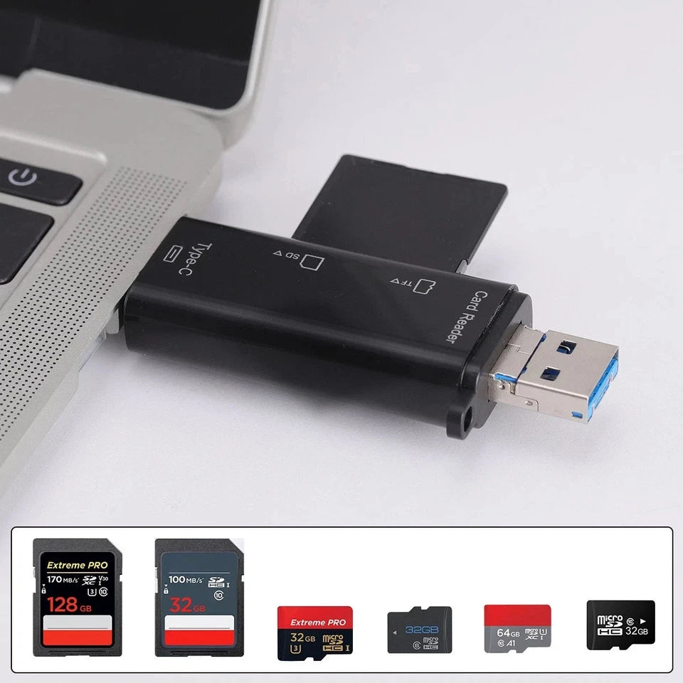 USB-C 3.0 SD & Micro SD Card Reader – High-Speed Type-C OTG Memory Card Adapter for Mobile & Laptop