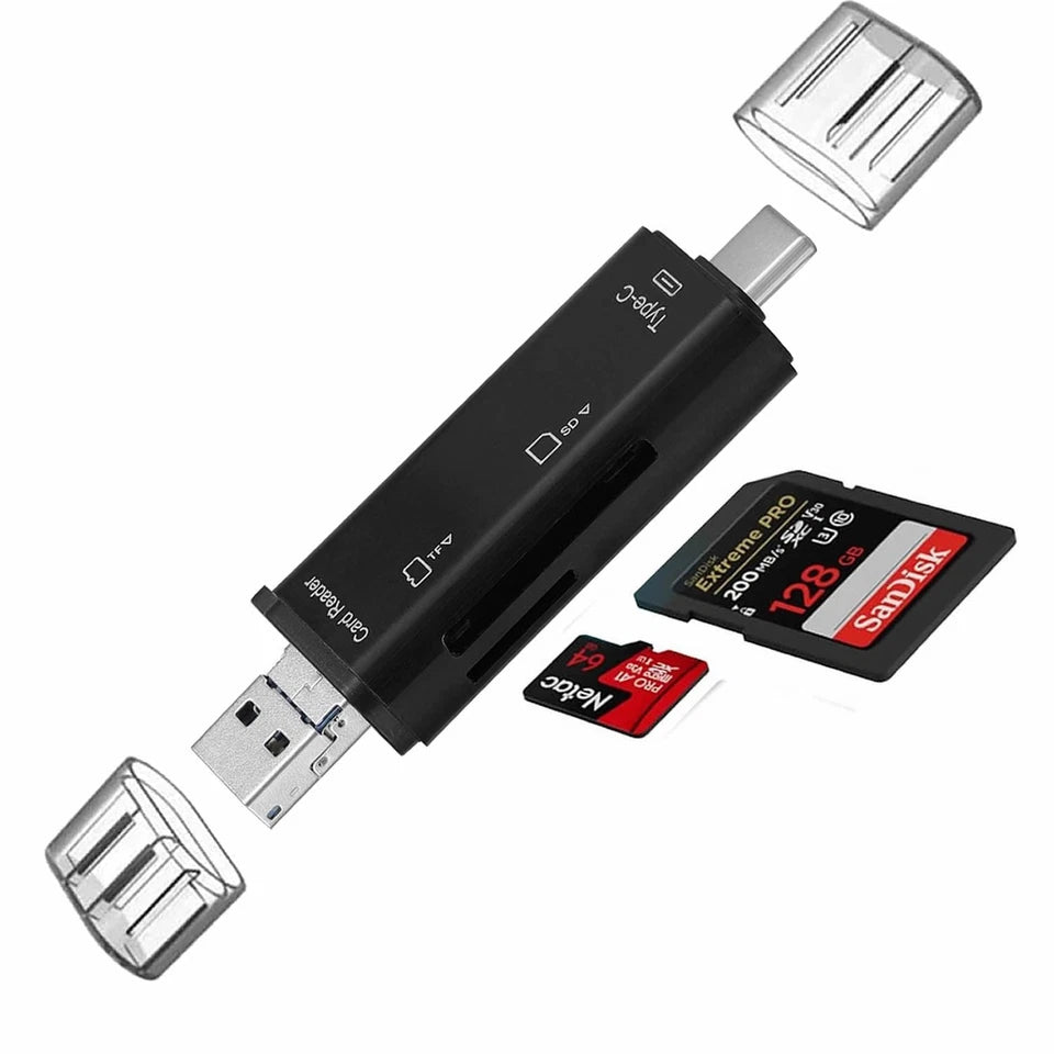 USB-C 3.0 SD & Micro SD Card Reader – High-Speed Type-C OTG Memory Card Adapter for Mobile & Laptop