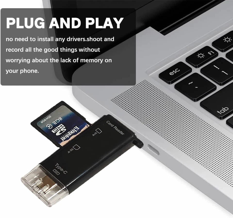 USB-C 3.0 SD & Micro SD Card Reader – High-Speed Type-C OTG Memory Card Adapter for Mobile & Laptop
