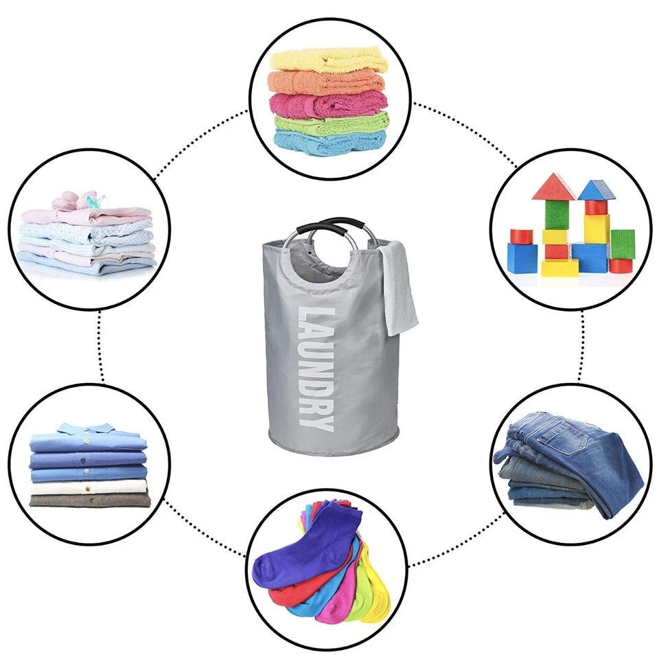 82L Foldable Laundry Basket – Large Collapsible Fabric Clothes Hamper with Handles