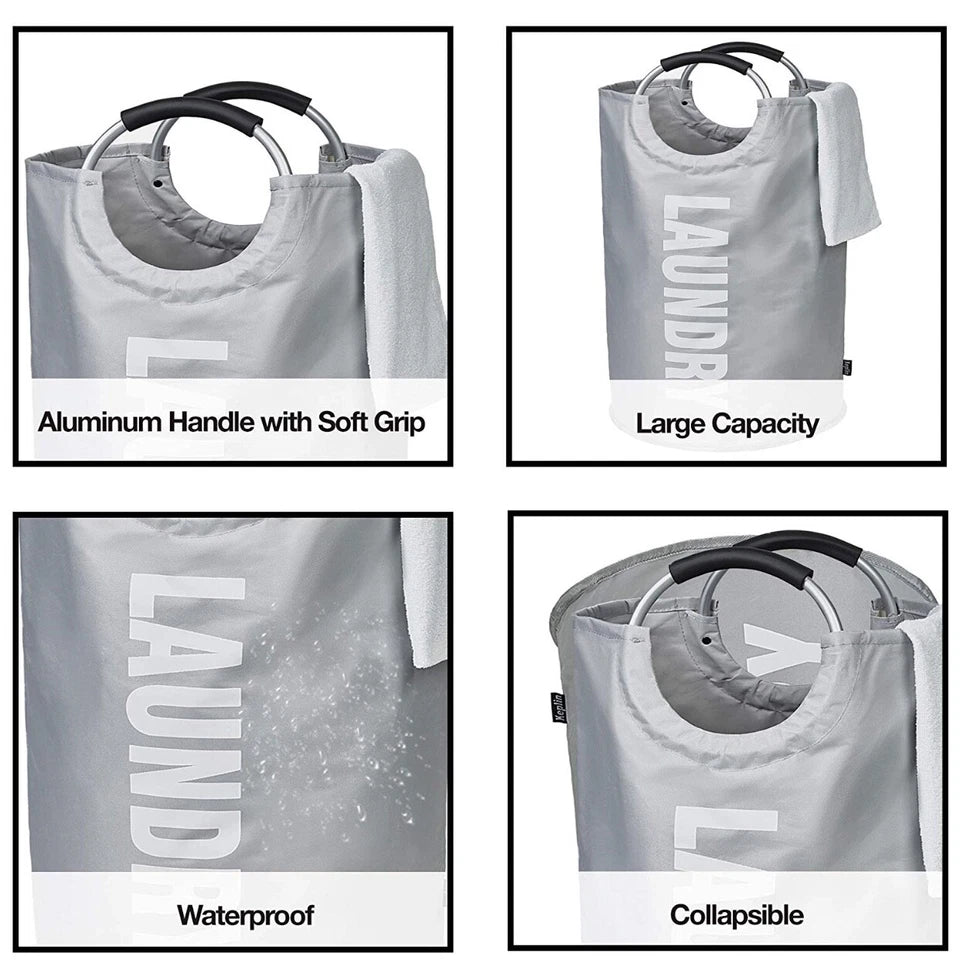 82L Foldable Laundry Basket – Large Collapsible Fabric Clothes Hamper with Handles