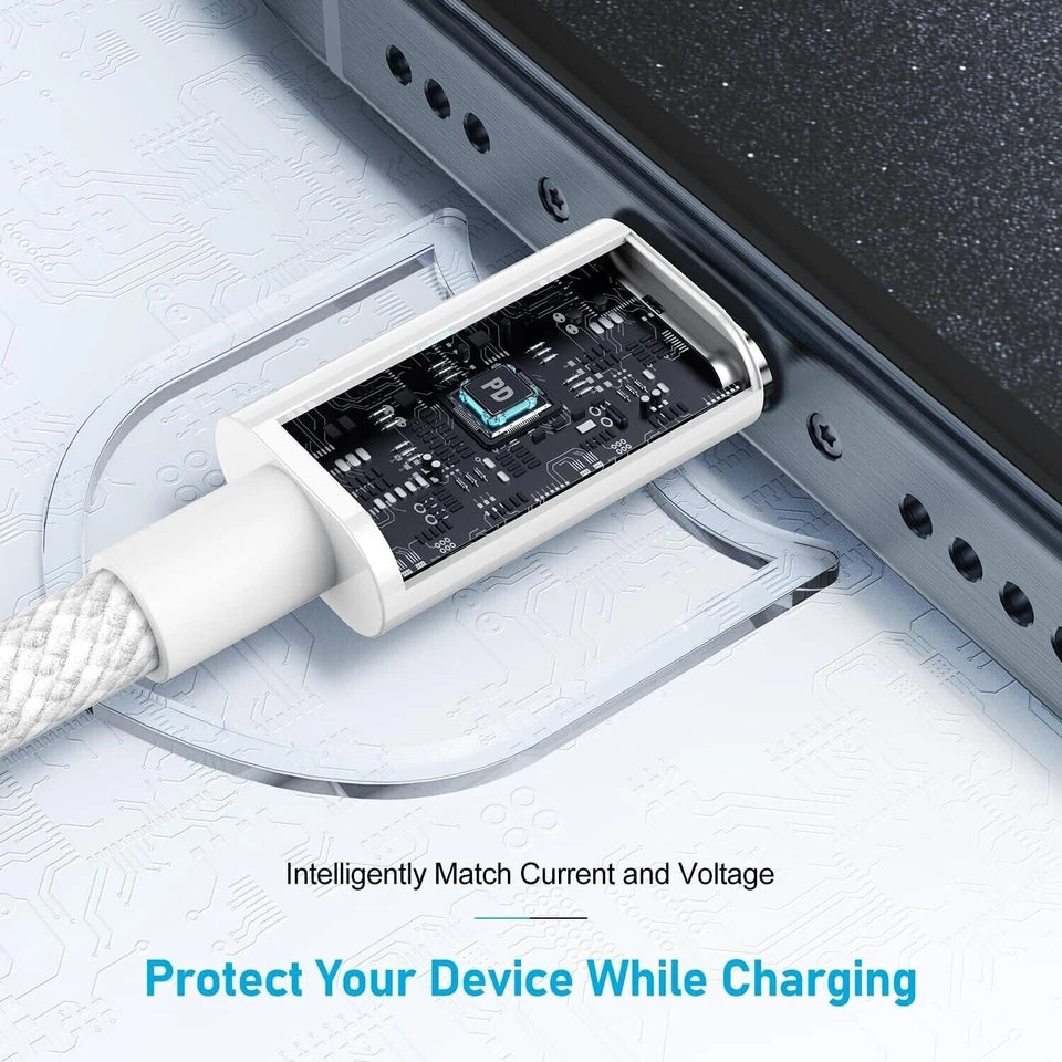 USB-C to USB-C Fast Charging Cable (60W, 3A) – Durable Braided Type-C Charger Lead | 0.25M, 1M, 2M, 3M