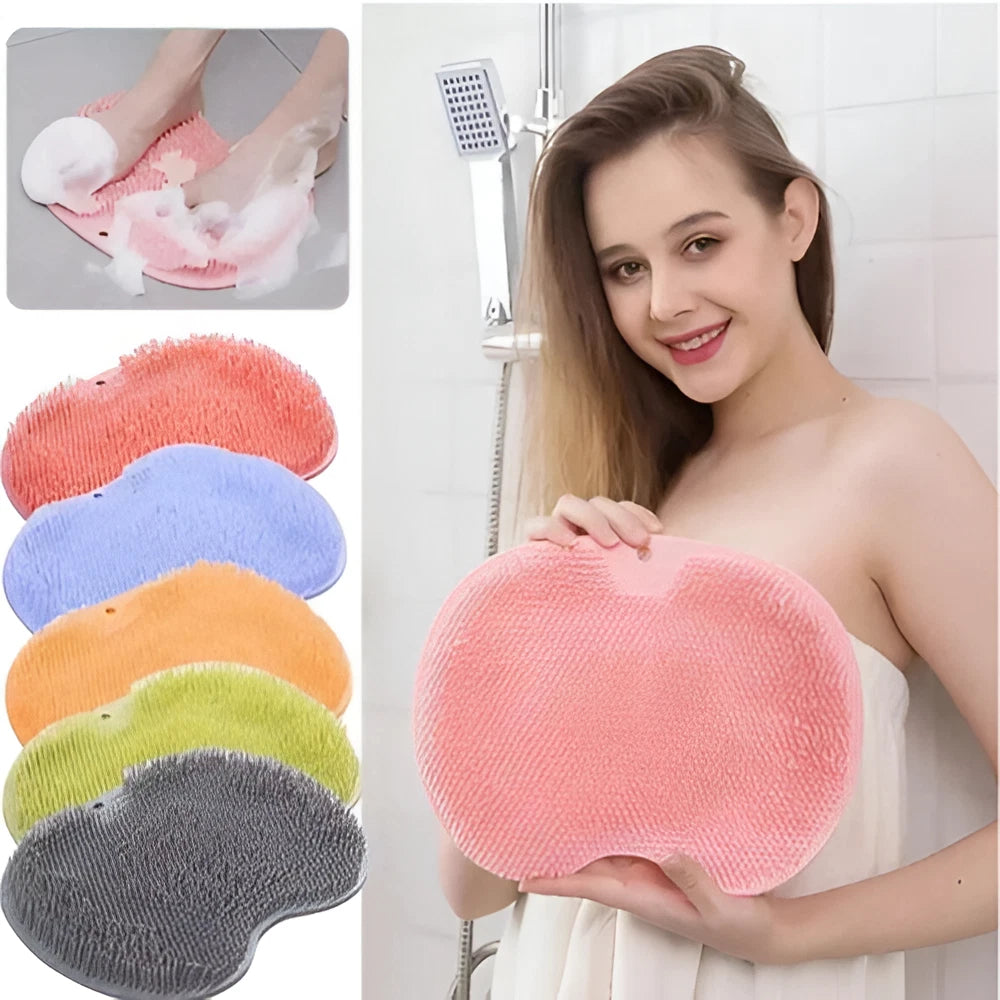 Silicone Shower Foot Scrubber & Back Body Brush – Non-Slip Massage Cleaning Pad