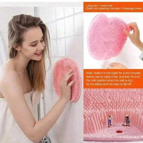 Silicone Shower Foot Scrubber & Back Body Brush – Non-Slip Massage Cleaning Pad