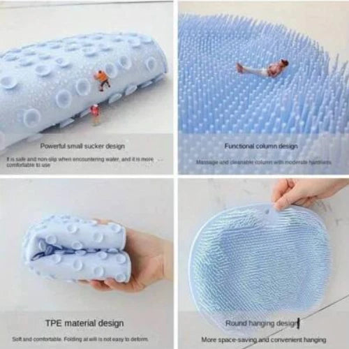 Silicone Shower Foot Scrubber & Back Body Brush – Non-Slip Massage Cleaning Pad