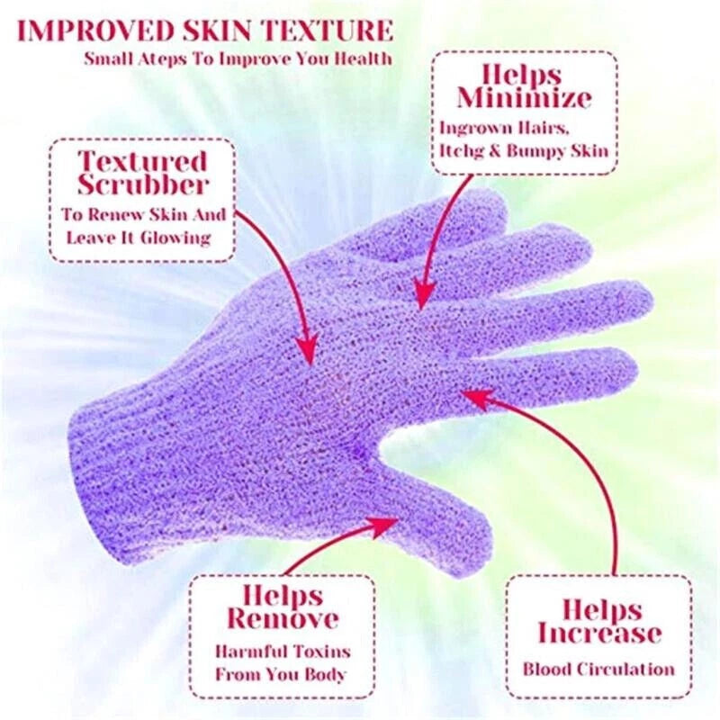 Premium 4-Pack Exfoliating Body Scrub Gloves – Deep Cleansing Shower Mitts for Smooth & Radiant Skin
