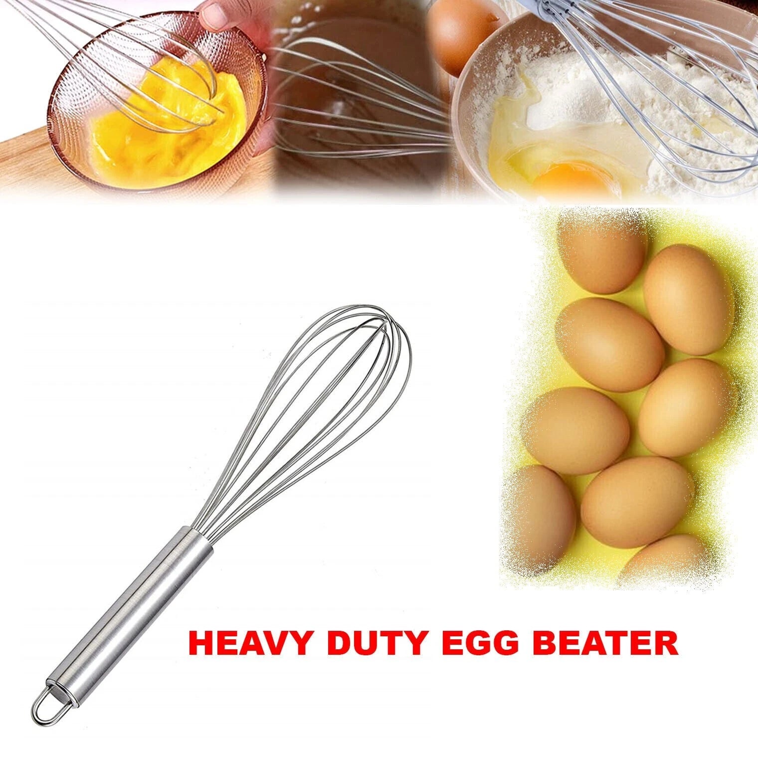 Stainless Steel Balloon Whisk – Durable Hand Mixer for Eggs, Milk, Cream & Baking Essentials