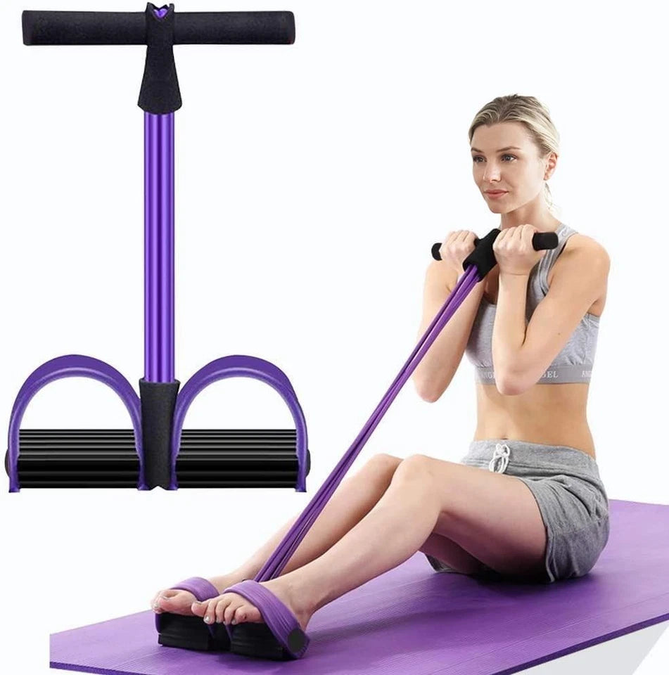 6-Tube Resistance Band Sit-Up Pedal Trainer – Full Body Home Workout Fitness Equipment