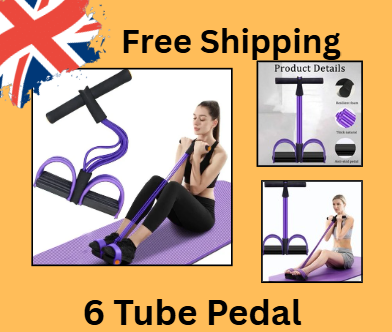 6-Tube Resistance Band Sit-Up Pedal Trainer – Full Body Home Workout Fitness Equipment