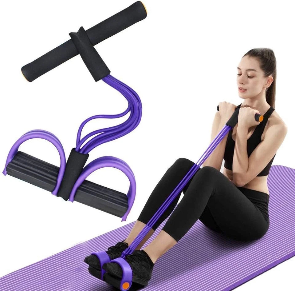 6-Tube Resistance Band Sit-Up Pedal Trainer – Full Body Home Workout Fitness Equipment