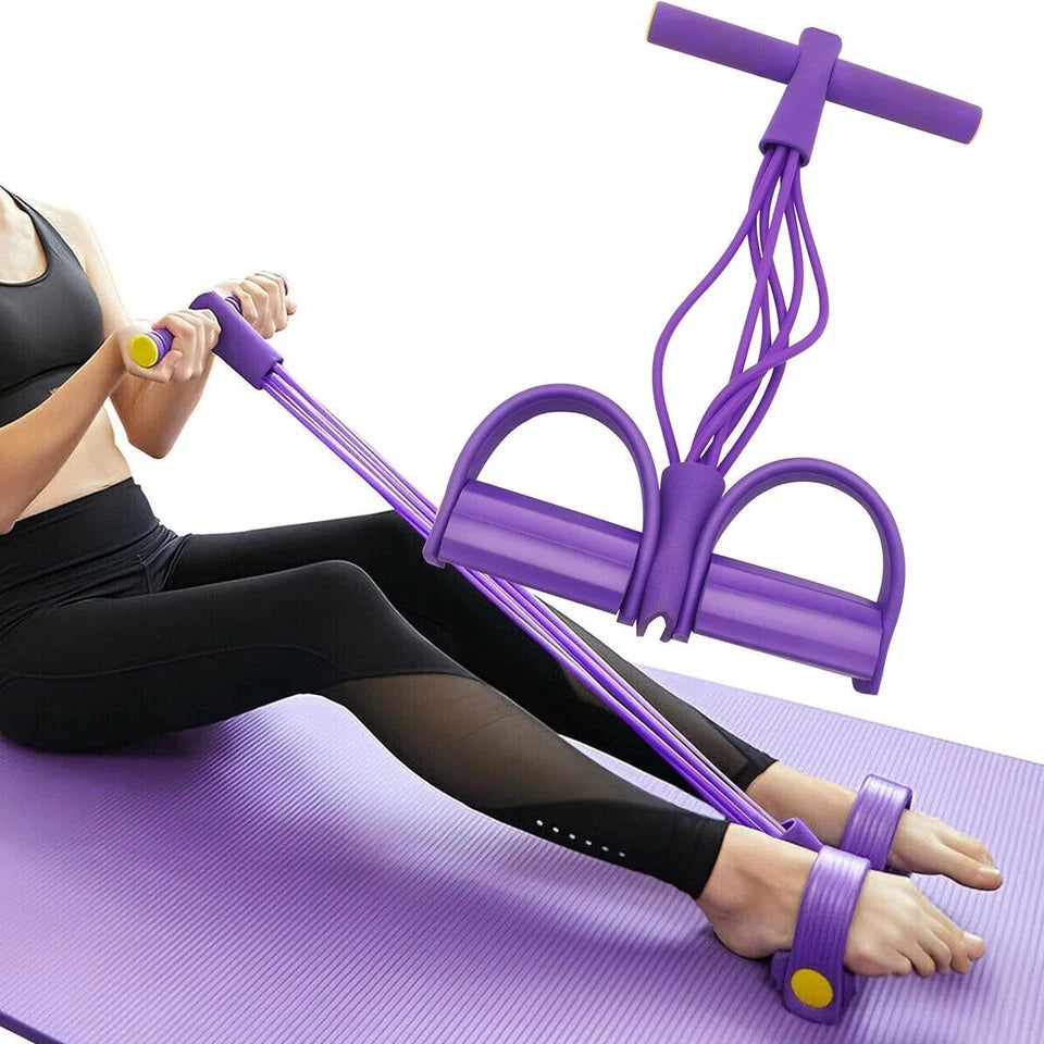 6-Tube Resistance Band Sit-Up Pedal Trainer – Full Body Home Workout Fitness Equipment