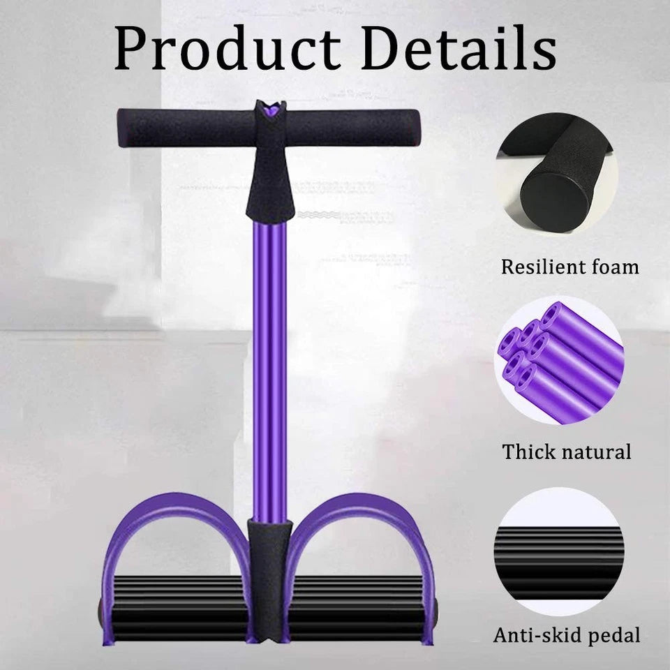 6-Tube Resistance Band Sit-Up Pedal Trainer – Full Body Home Workout Fitness Equipment