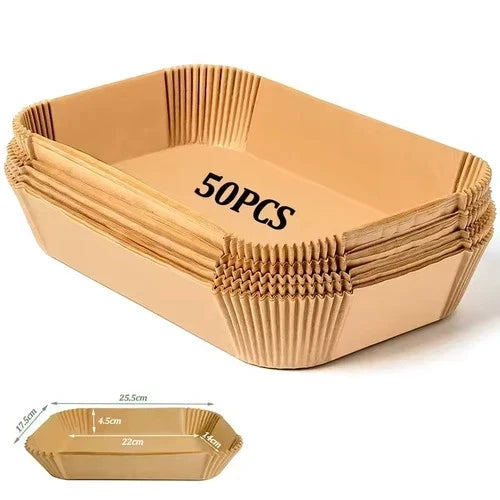 100PCS Disposable Air Fryer Paper Liners (7.9") – Non-Stick, Oil-Proof Baking & Roasting Sheets