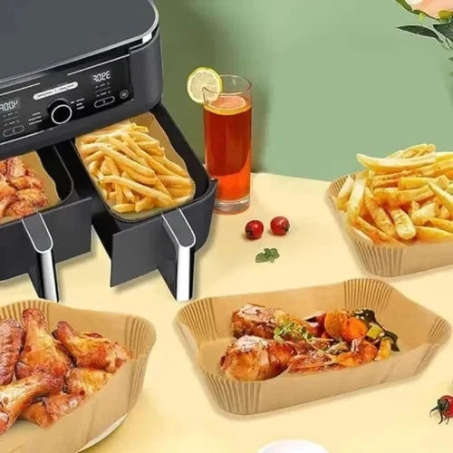100PCS Disposable Air Fryer Paper Liners (7.9") – Non-Stick, Oil-Proof Baking & Roasting Sheets