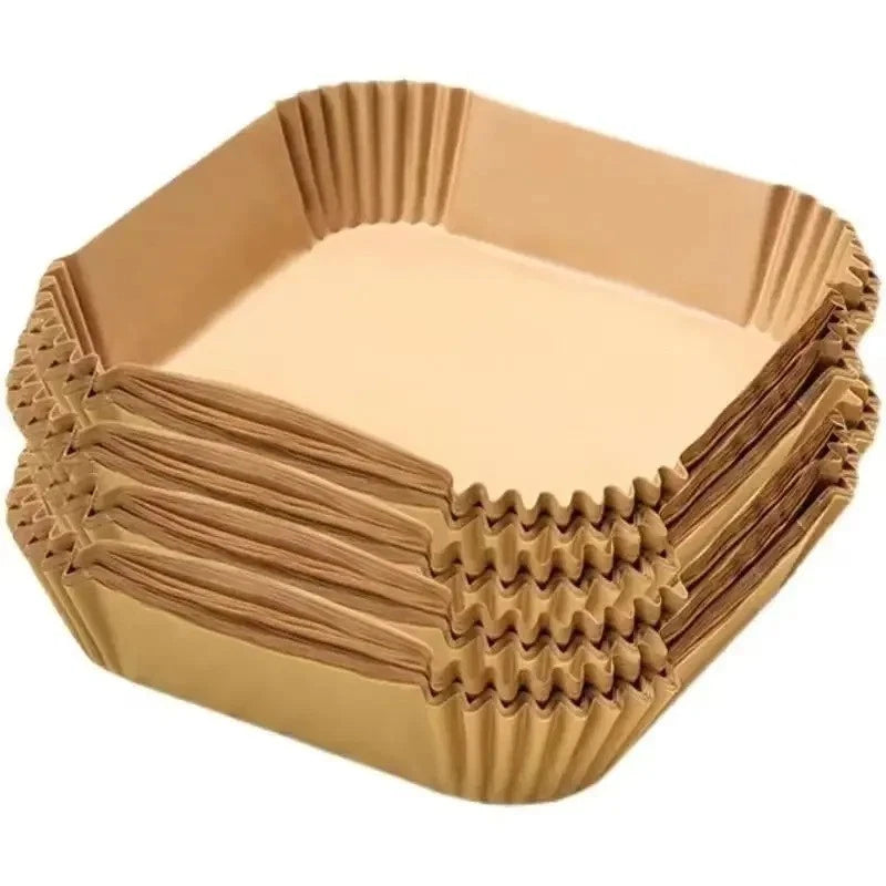 100PCS Disposable Air Fryer Paper Liners (7.9") – Non-Stick, Oil-Proof Baking & Roasting Sheets