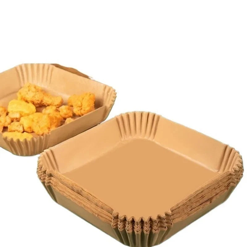100PCS Disposable Air Fryer Paper Liners (7.9") – Non-Stick, Oil-Proof Baking & Roasting Sheets