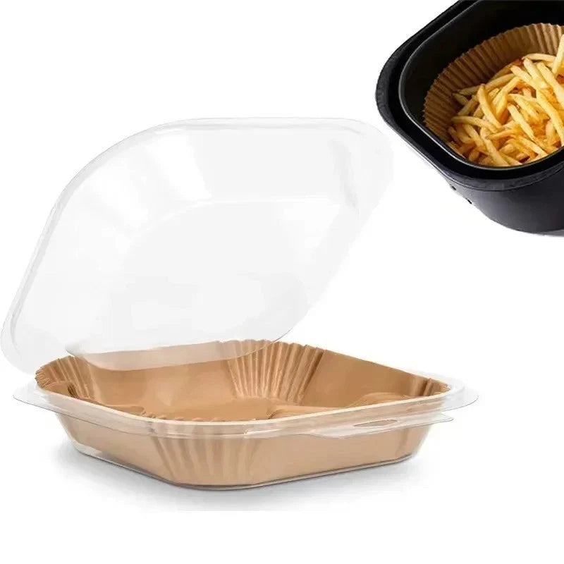 100PCS Disposable Air Fryer Paper Liners (7.9") – Non-Stick, Oil-Proof Baking & Roasting Sheets