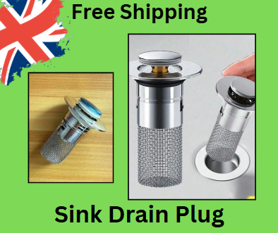 Pop-Up Sink Drain Stopper with Filter Basket – Universal Bathroom Sink Plug & Hair Catcher