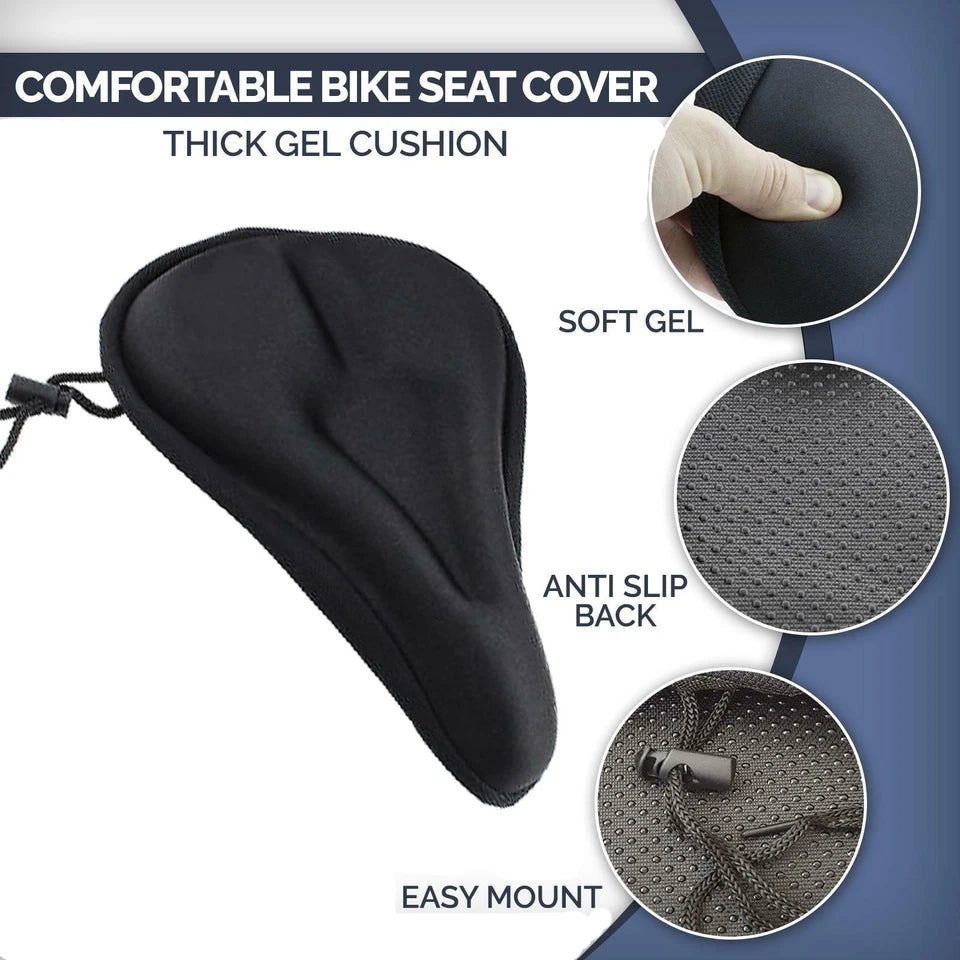 Gel Padded Bike Seat Cover – Soft Cushion Saddle for Bicycle, Exercise Bike & Kids Comfort Riding