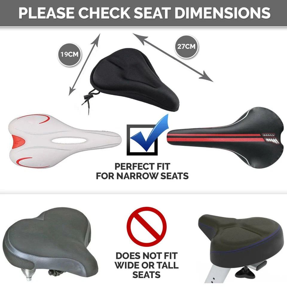 Gel Padded Bike Seat Cover – Soft Cushion Saddle for Bicycle, Exercise Bike & Kids Comfort Riding