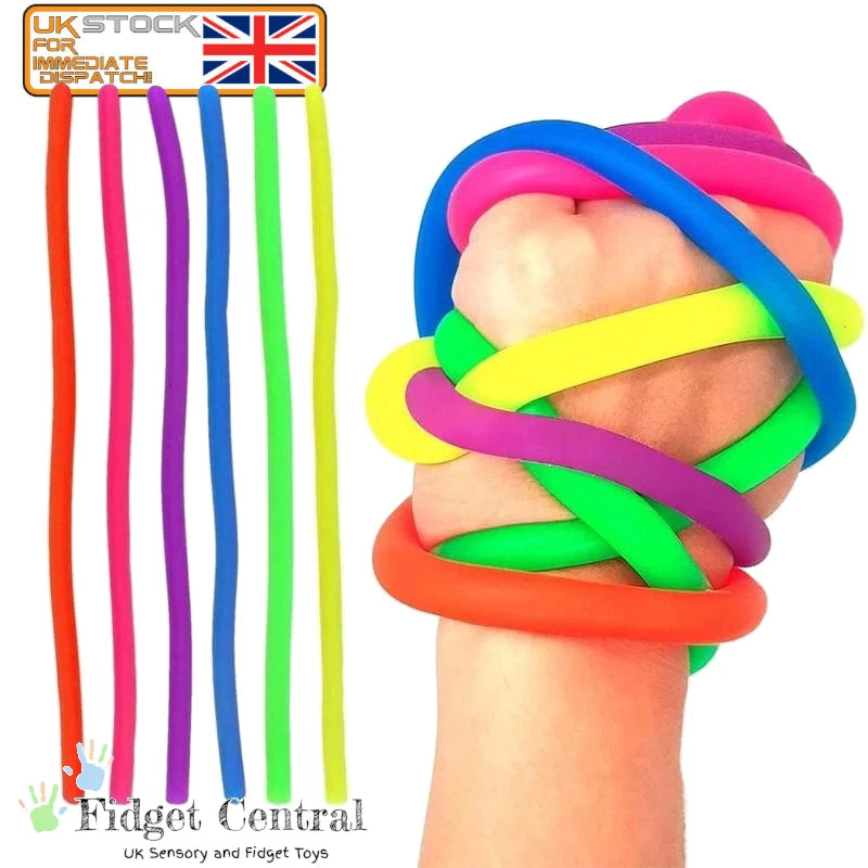 6-Pack Stretchy Monkey Noodle Fidget Toys – Sensory Stress Relief Strings for Kids & Adults