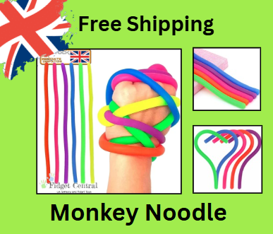 6-Pack Stretchy Monkey Noodle Fidget Toys – Sensory Stress Relief Strings for Kids & Adults