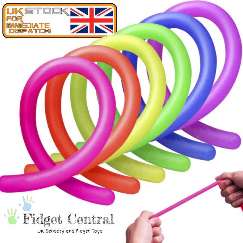 6-Pack Stretchy Monkey Noodle Fidget Toys – Sensory Stress Relief Strings for Kids & Adults