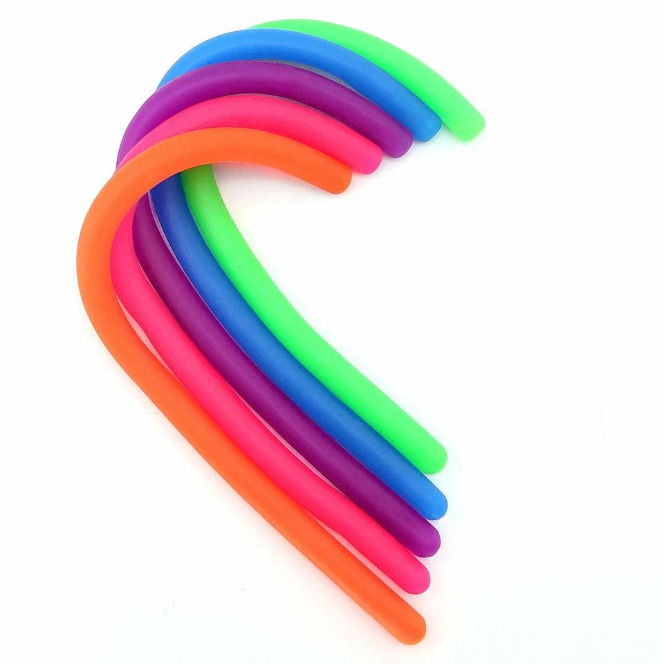 6-Pack Stretchy Monkey Noodle Fidget Toys – Sensory Stress Relief Strings for Kids & Adults