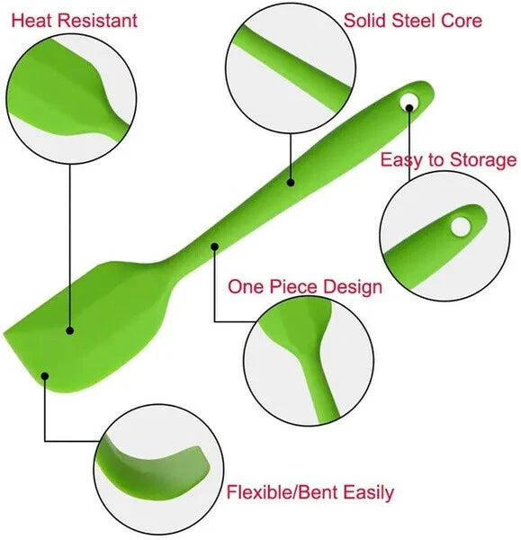 Premium Silicone Spatula – Heat-Resistant Cooking & Baking Scraper for Cake, Cream, Butter & Batter Mixing